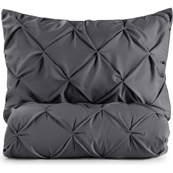 Blumtal® Luxury Duvet Cover Set Pinch Pleat, UltraSoft King Bedding with Beautiful Tucks, 240 x 220 & 65 x 65 cm (2x), Pintuck Bedding, Grey