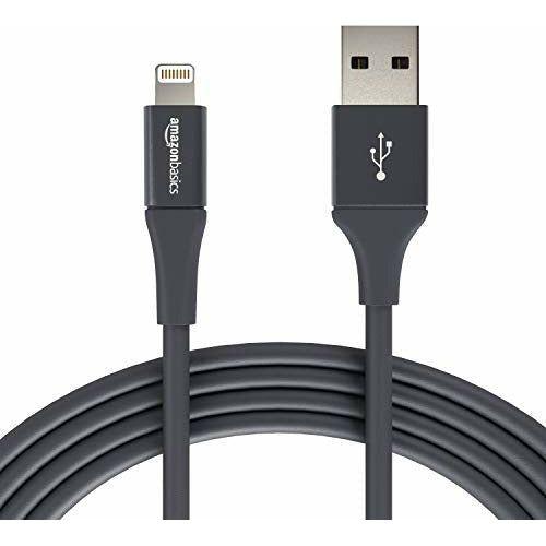 Amazon Basics USB A Cable with Lightning Connector, Premium Collection - 10 Feet (3 Meters) - 2-Pack - Gray 0
