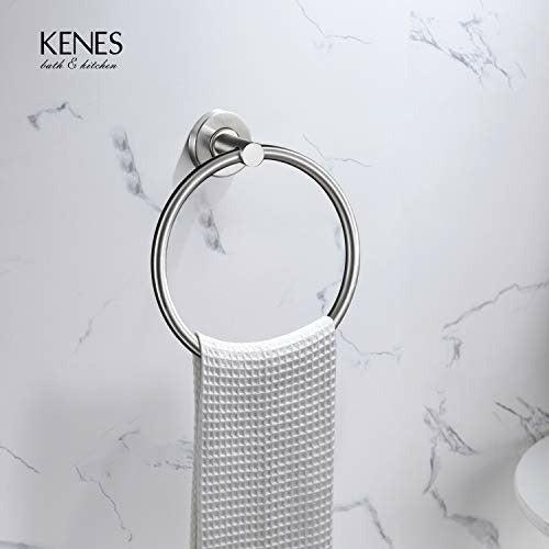 KENES Stainless Steel Bath Towel Holder Hand Towel Ring Hanging Towel Hanger Bathroom Accessories Round Towel Holder for Bathroom Hanging Towel Hanger Bathroom Accessories Contemporary Hotel Style 1