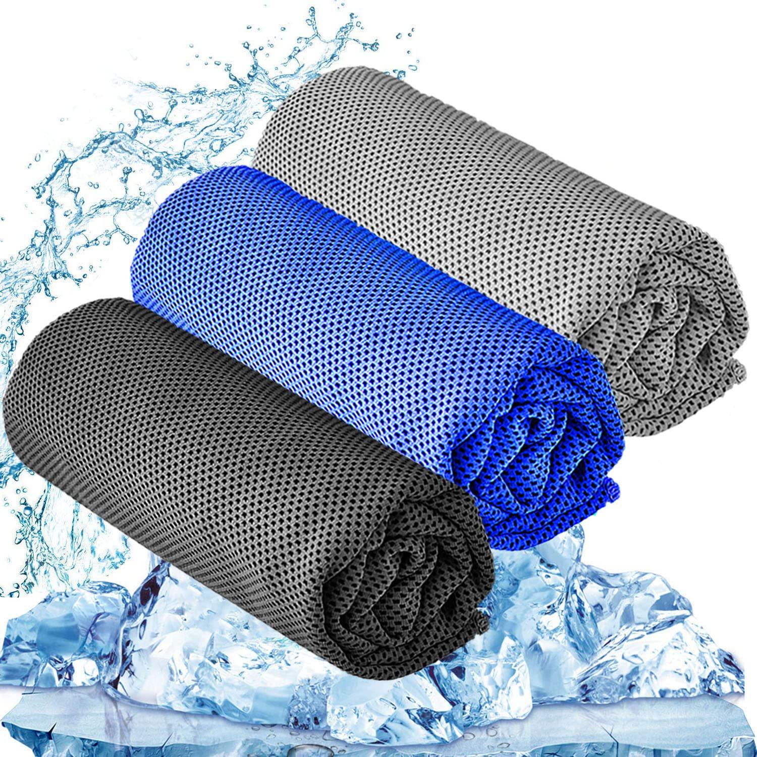 YQXCC Cooling Towel 3 Pcs 120 x 30 cm Microfiber Towel For Instant Cooling Relief, Cool Cold Towel for Yoga Golf Travel Gym Sports Camping Football & Outdoor Sports