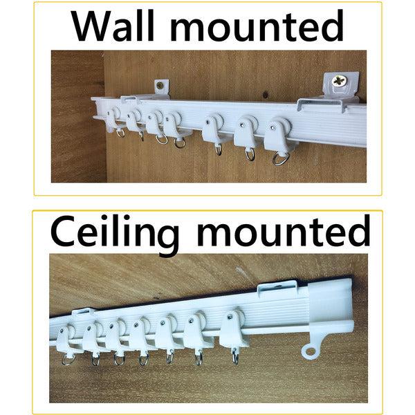 Bendable Flexible Ceiling Curtain Track Rail Plastic 3 Meters for Room Dividers, Flat Bay Windows & Caravan, Offer Ceiling & Wall Mount Brackets and Hooks. 3