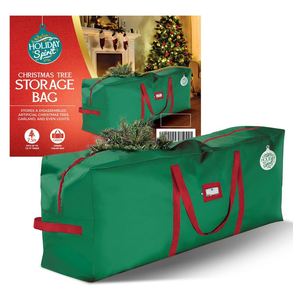 HOLIDAY SPIRIT Jumbo Christmas Tree Storage Bag in Green - Fits a 9Ft / 2.75M Tree - Premium, Heavy-Duty Oxford Fabric, Durable Reinforced Handles & Zipper - Waterproof, Protects Moisture & Dust 5