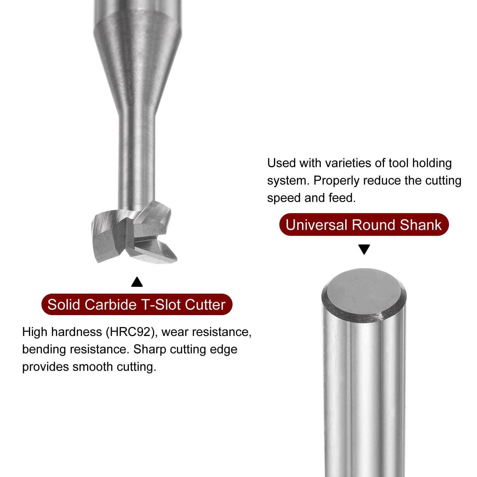 sourcing map T Slot End Mill Milling Cutter 6mm Cutting 2mm Depth 6mm Shank Solid Carbide 3 Flutes for Aluminum Copper Zinc Alloy 3