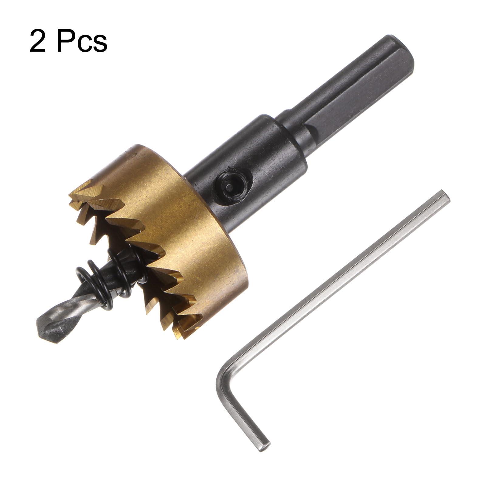 sourcing map 2pcs Hole Saws 28mm (1-1/8") M35 HSS (High Speed Steel) Titanium Coated Drill Bits Cutters Openers for Stainless Steel Aluminum Alloy Metal Wood Plastic 2