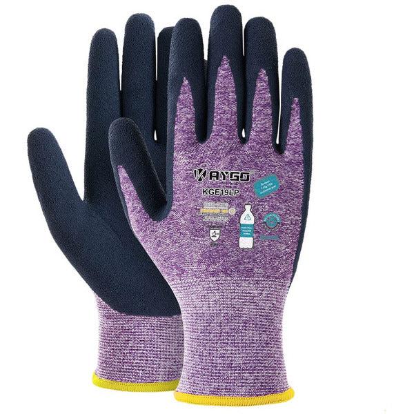 KAYGO Latex Coated Work Gloves for Women Breathable, 3 Pairs Recycled Polyester Gardening Gloves, Eco Friendly Safety Yard Work Gloves for Ladies, KGE19L (Purple, Small) 0