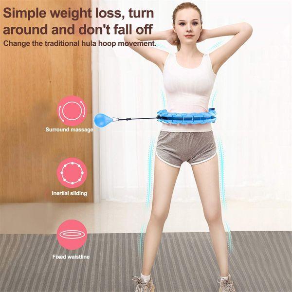 Weighted Hula Hoop for Adults, Smart Hula Hoop with Weight Ball, 24 Detachable Knots Adjustable Size, Weight Loss Hula Hoop for Adults Fitness Exercise 1