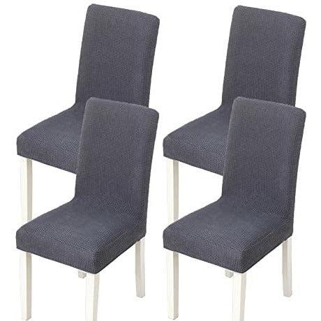 Chair Covers for Dining Room, Dining Chair Covers Set of 4 Soft Removable Dining Chair Slipcovers Suitable for Dining Chairs, Dressing Chairs and Other High Back Chairs (Deep Grey) 0