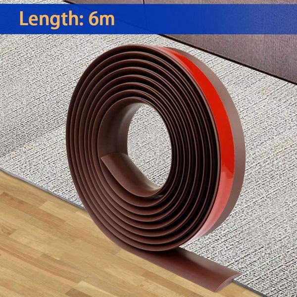 Carpet Edge Strip Self Adhesive Floor Transition Strips PVC Door Threshold Strips Carpet Door Strips Edging Strip for Carpet Threshold Transition Height below 5mm (6m, Coffee Brown) 4