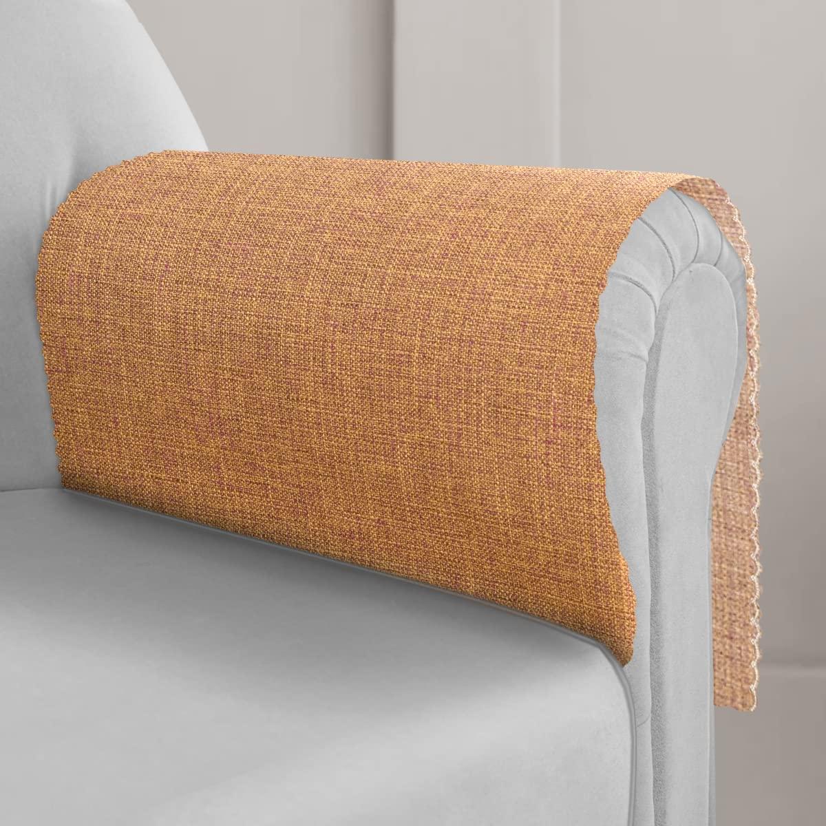 Faux Linen armchair Arm Covers Armchair Slipcovers for Recliner Chair Arm Covers for Chairs and Sofas Anti-Slip Sofa Arm Protector Covers for Pets, Cats, Set of 2, Orange Ochre 0