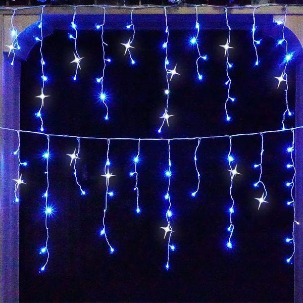 YASENN 300LED Icicle Lights Parts strobes String Lights Christmas Lights for Eave Roof Wall Decoration (Blue with Cool White strobes) 0