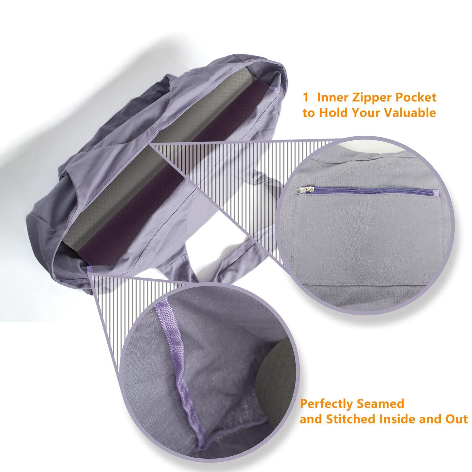 3DTengkit Yoga Bag Large Yoga Mat Bag,Canvas Yoga mat Tote Bag with Inside Zip Pocket Fits Most Size Mats (black) 4