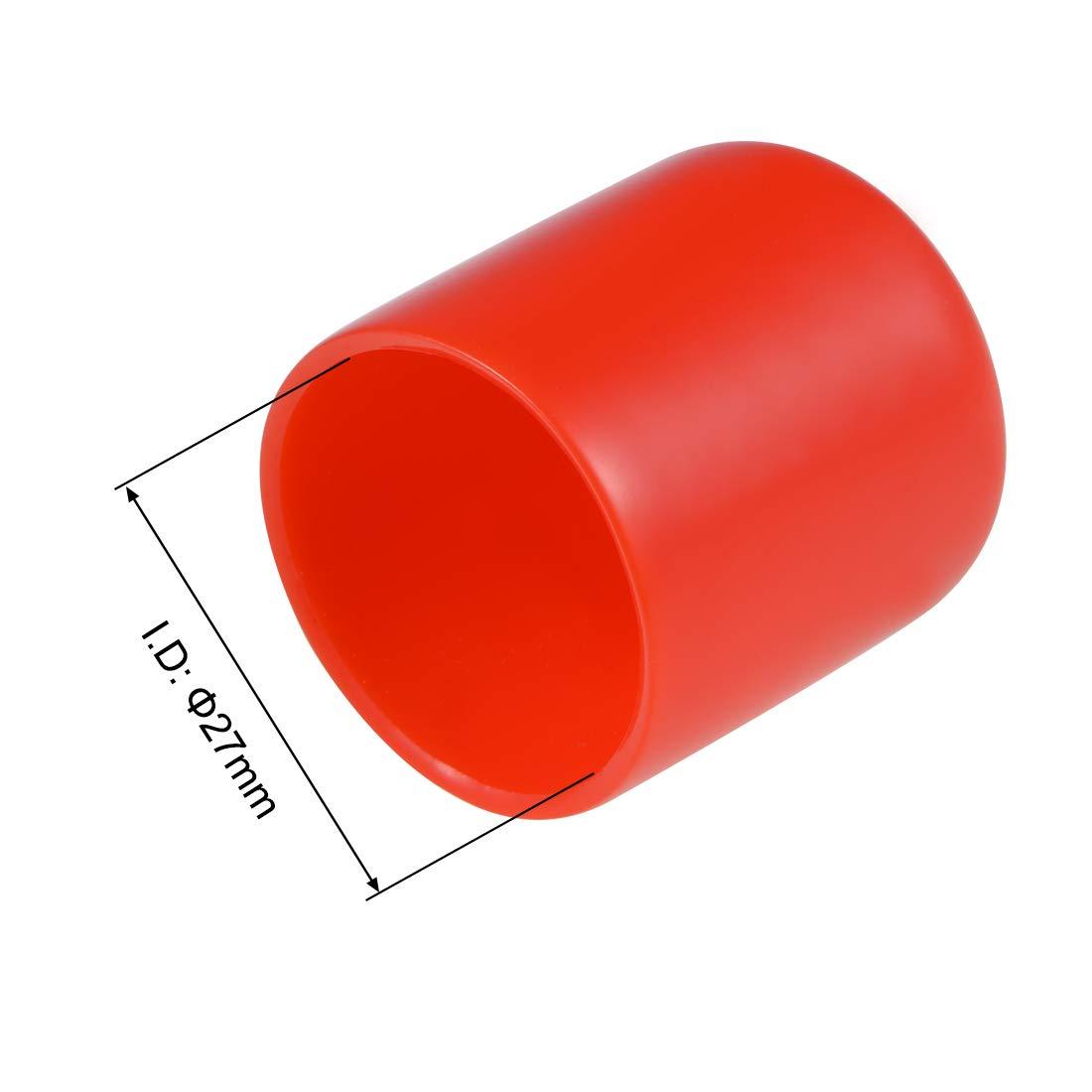 sourcing map 20pcs Rubber End Caps 27mm ID Vinyl Round End Cap Cover Screw Thread Protectors Red 2