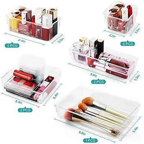 Yibaodan 21 Pack Desk Drawer Organizer Trays, Drawer Dividers Make Up Organizers and Storage Acrylic Clear Organization Bins Storage BoxMake-up Organiser for Kitchen Bedroom Office 1