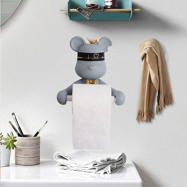 Hanbosym Toilet Paper Holder For Wall，Ninjia Bear Toilet Roll Holder，Decorative Toilte Roll Hanger for Bedroom (Grey) 3