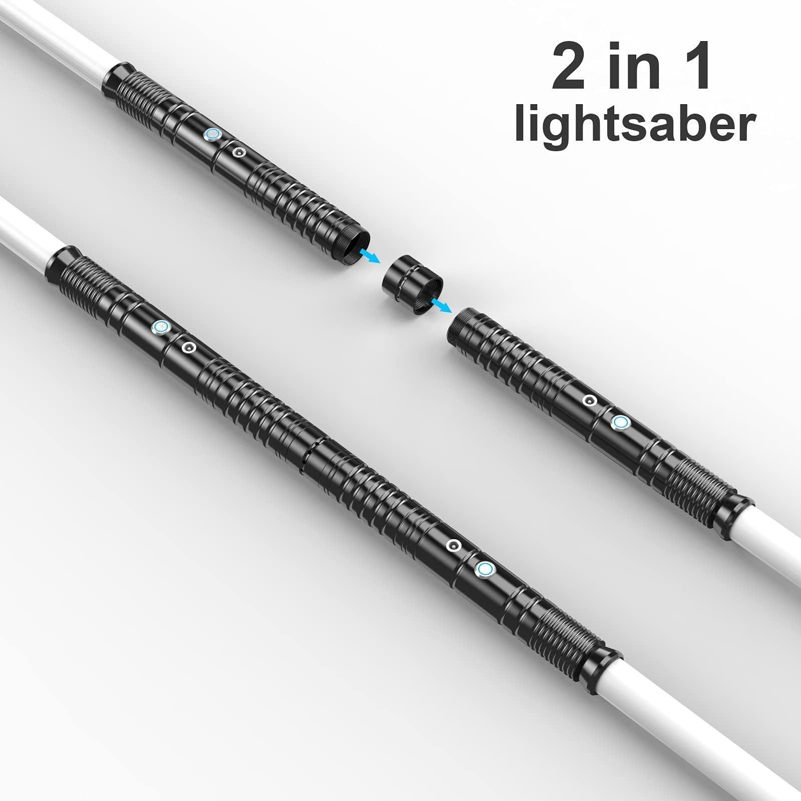 Lorsaberus Lightsaber, 2-in-1 RGB FX Dueling Light saber for Kids, Premium Aluminium Alloy Hilt Dual Light sabers with 7 Colors Changeable, Halloween Cosplay, 2 Pack 4