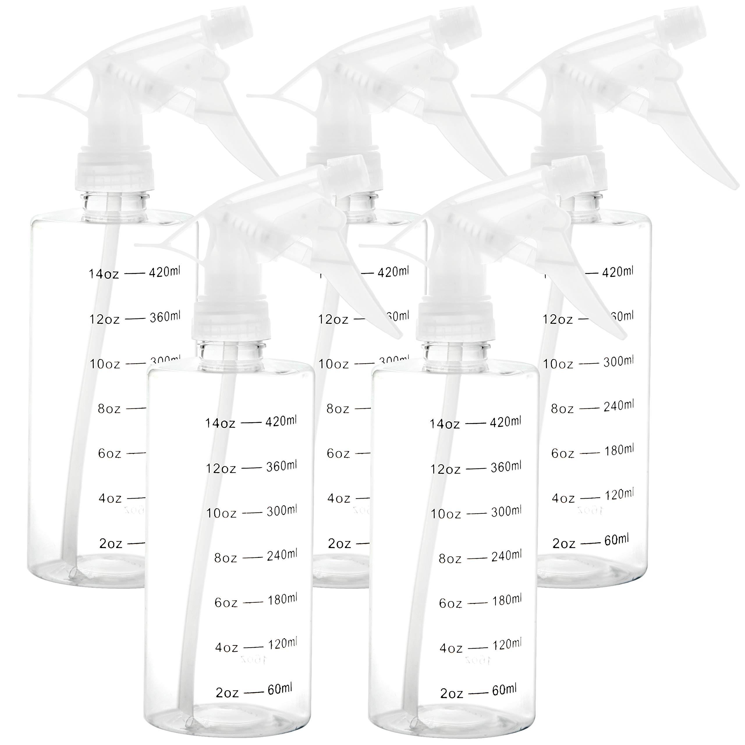 Youngever 5 Pack Empty Plastic Spray Bottles, Spray Bottles for Hair and Cleaning Solutions (500ML)