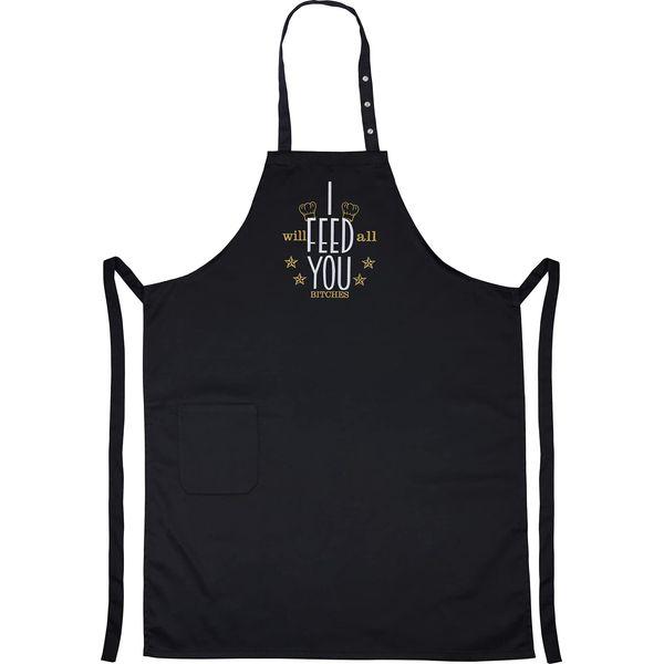 EXPRESS-STICKEREI Cooking apron unisex Adjustable Kitchen Aprons with Pocket | adjustable neck strap (I will feed all you bitches - Kochschürze) 1