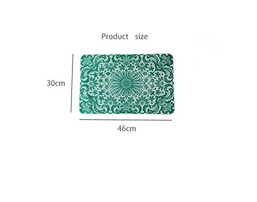 Hosoncovy 4 Pack Decorative Lace Placemats PVC Placemats Hollow Flower Dining Table Place Mats Heat Resistant Non-slip Dining Placemats Table Mats for Home Kitchen (Green) 1