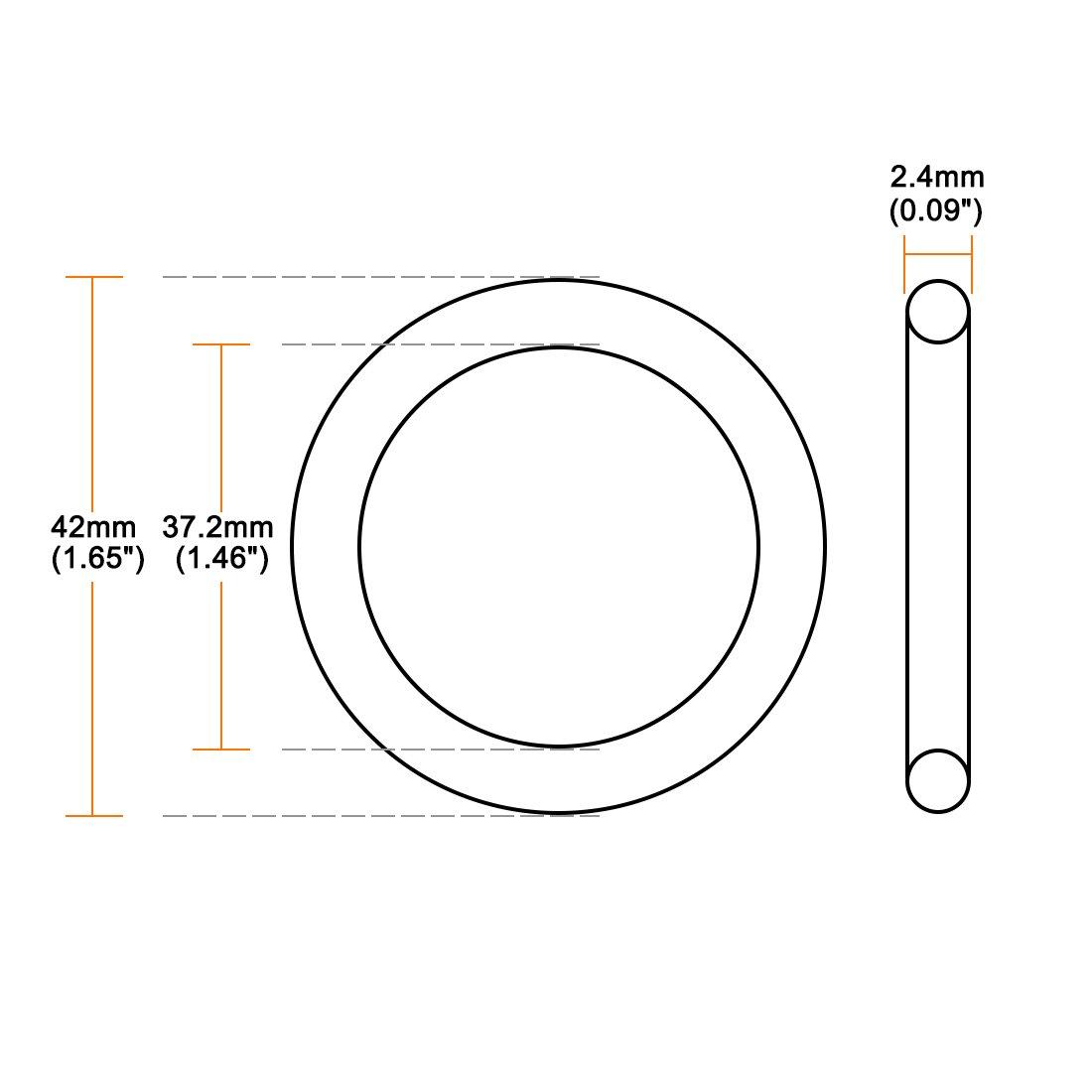 sourcingmap Silicone O-Ring, 42mm OD, 37.2mm ID, 2.4mm Width, VMQ Seal Rings Gasket, Red, Pack of 10 2