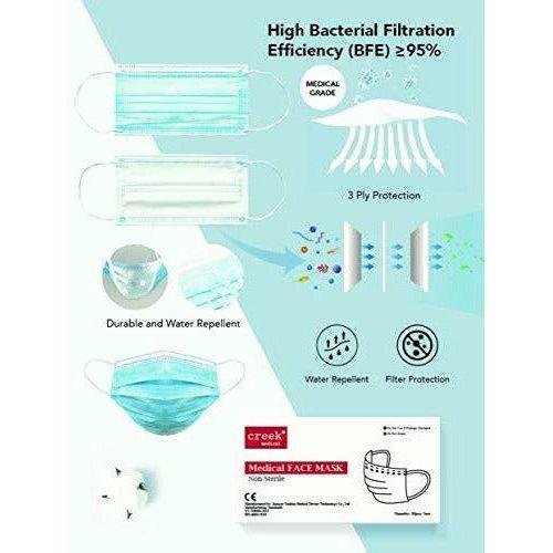 creek medical CE Approved and Tested 3-Layer Medical Surgical Mask Type I, Non-Sterile (Pack of 50 Masks) 2