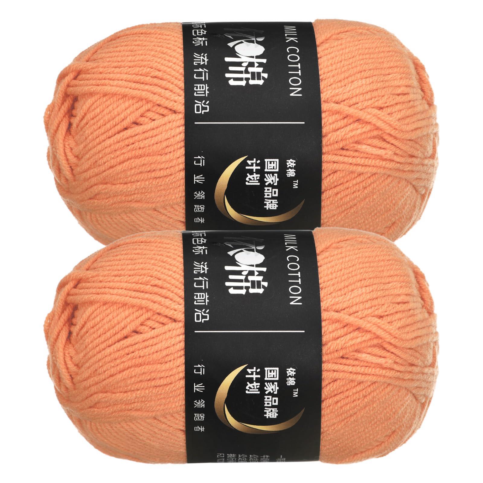 sourcing map Acrylic Yarn Skeins, 2 Pack of 50g/1.76oz Soft Crochet Yarns for Knitting and Crocheting Craft Project, Light Orange 5