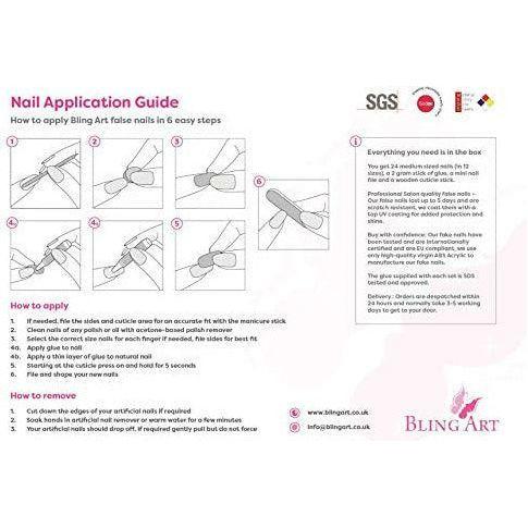 Bling Art False Nails French Manicure Pink - Natural Full Cover Medium Tips UK 3