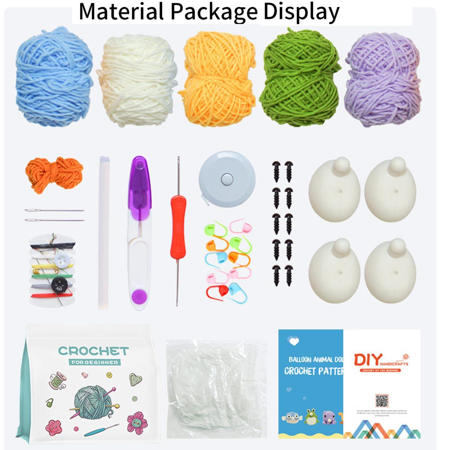 IFUNY Crochet Kit for Beginners Adults,Crochet Animal Kit, Complete Knitting Kit with Yarn, Crochet Hooks, Step-by-Step Video, Learn to Crochet Starter Kit for Beginners（4 Dolls can Blow Balloons 3