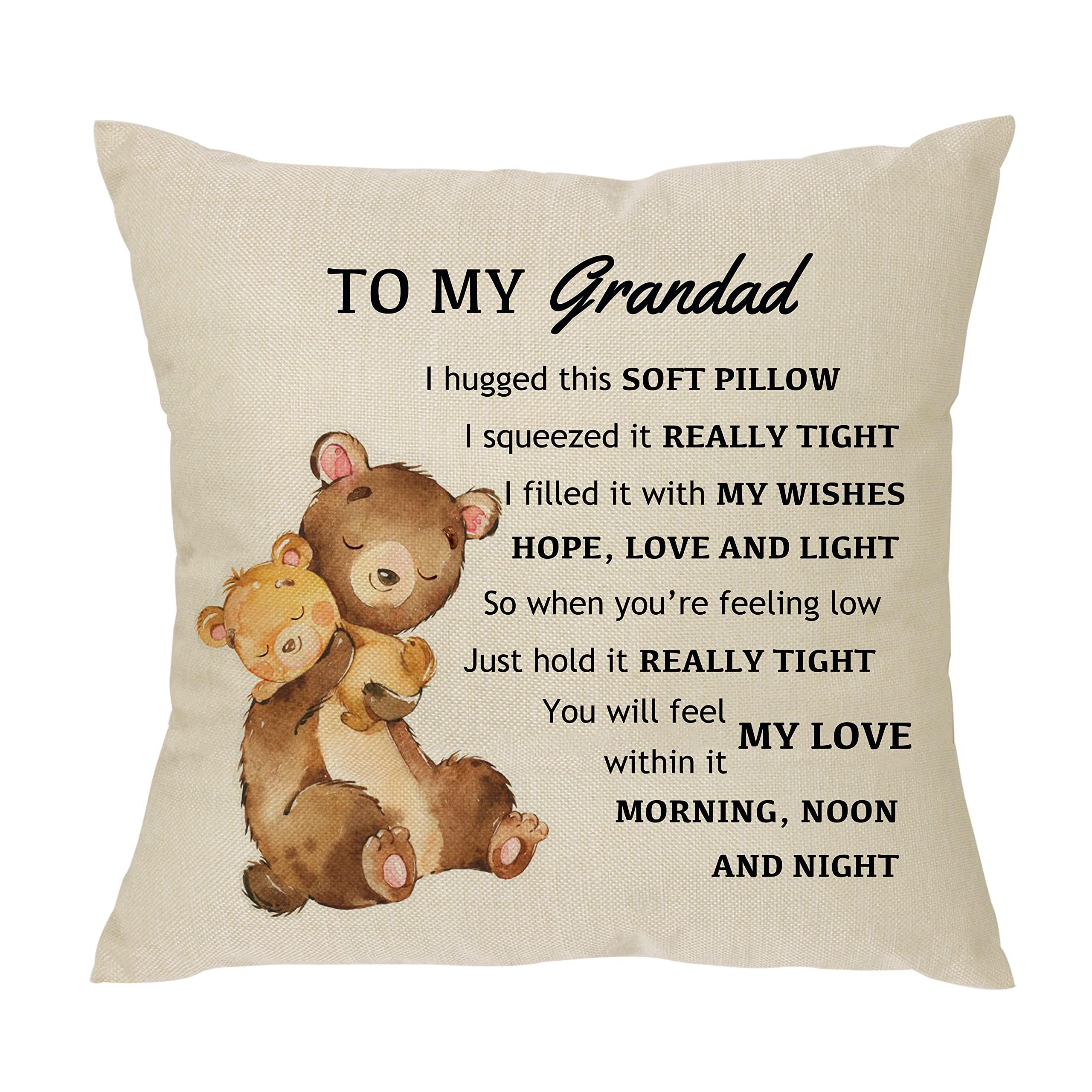 To My Grandad Pillowcase Gift,Funny Grandad Pillow Cover For men Birthday Christmas Father's Day Grandad Gift From Granddaughter Grandson Cushion Cover 18"x 18"