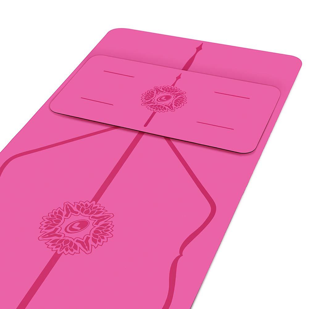 Liforme Yoga Pad - Free Yoga Bag, Eco-Friendly and Non Slip Yoga Knee Pad, Elbows and Hands, Biodegradable & Warrior-Like Grip Yoga Mat with The Unique Alignment System - Gratitude Edition - Pink 3