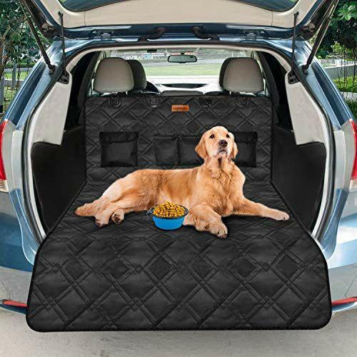 Looxmeer Car Boot Liner, Dog Boot Cover with Bumper Protection and Side Protection, Multi-layer Dog Blanket with 4 Storage Bags and 1 Collapsible Dog Bowl, Waterproof & Non-Slip for Car Van SUV, Black 0