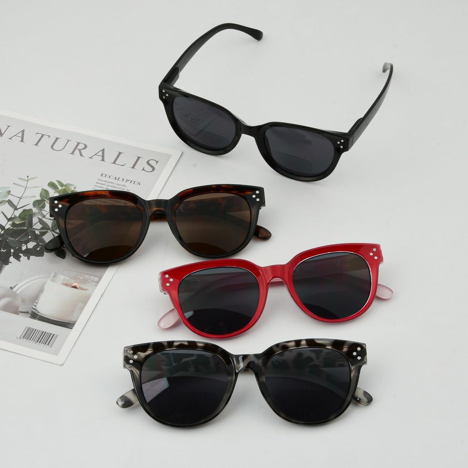 Eyekepper Bifocal Glasses for Women Reading under the Sun Stylish Bifocal Readers Tinted Lens - Red +3.00 3