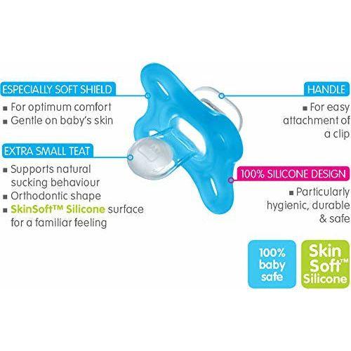 MAM Comfort All-Silicone Soothers 0 Months + (Pack of 2), Soft and Light soother, Premature and Newborn Essentials, with Self Sterilising Travel Case, Green 3