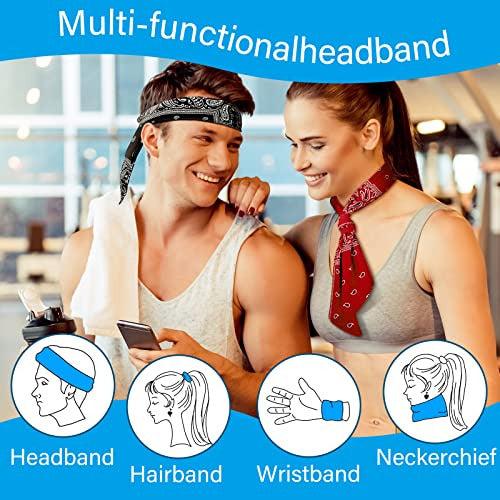 16 Pieces Running Tie Headband for Men Women Sports Bandana Headband Adjustable Elastic Hair Band Sweat Wicking Headband Non Slip Tie Sweatband for Boys Yoga Basketball Accessories Girls, 16 Styles 1