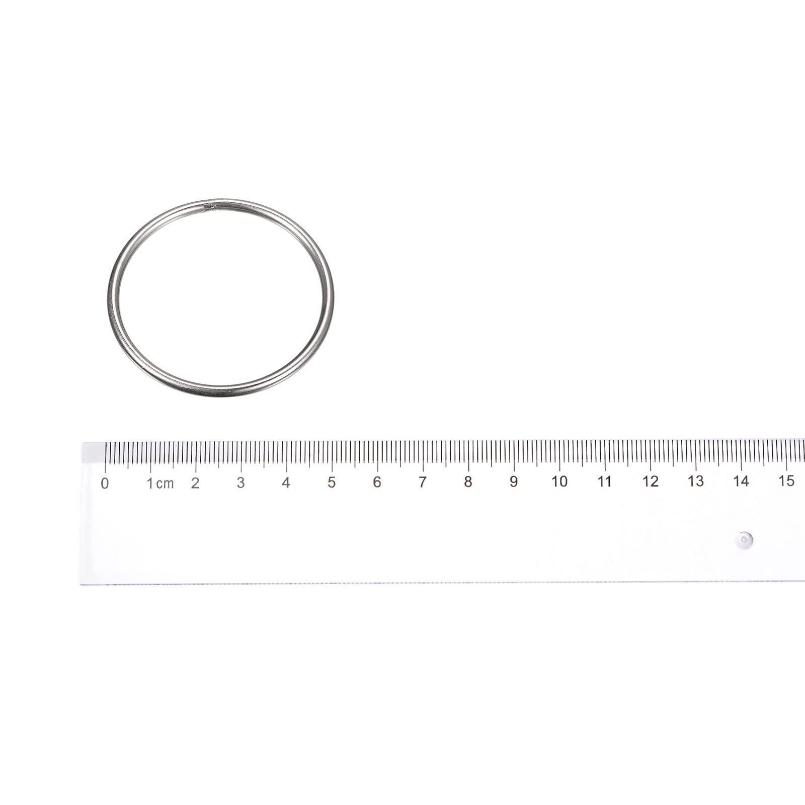 sourcing map Stainless Steel O Rings, 8pcs 50mm(1.97") Outer Dia. 3mm Thickness Multi-Purpose Metal Welded O-rings Round Rings for Hardware Luggage Accessories 3