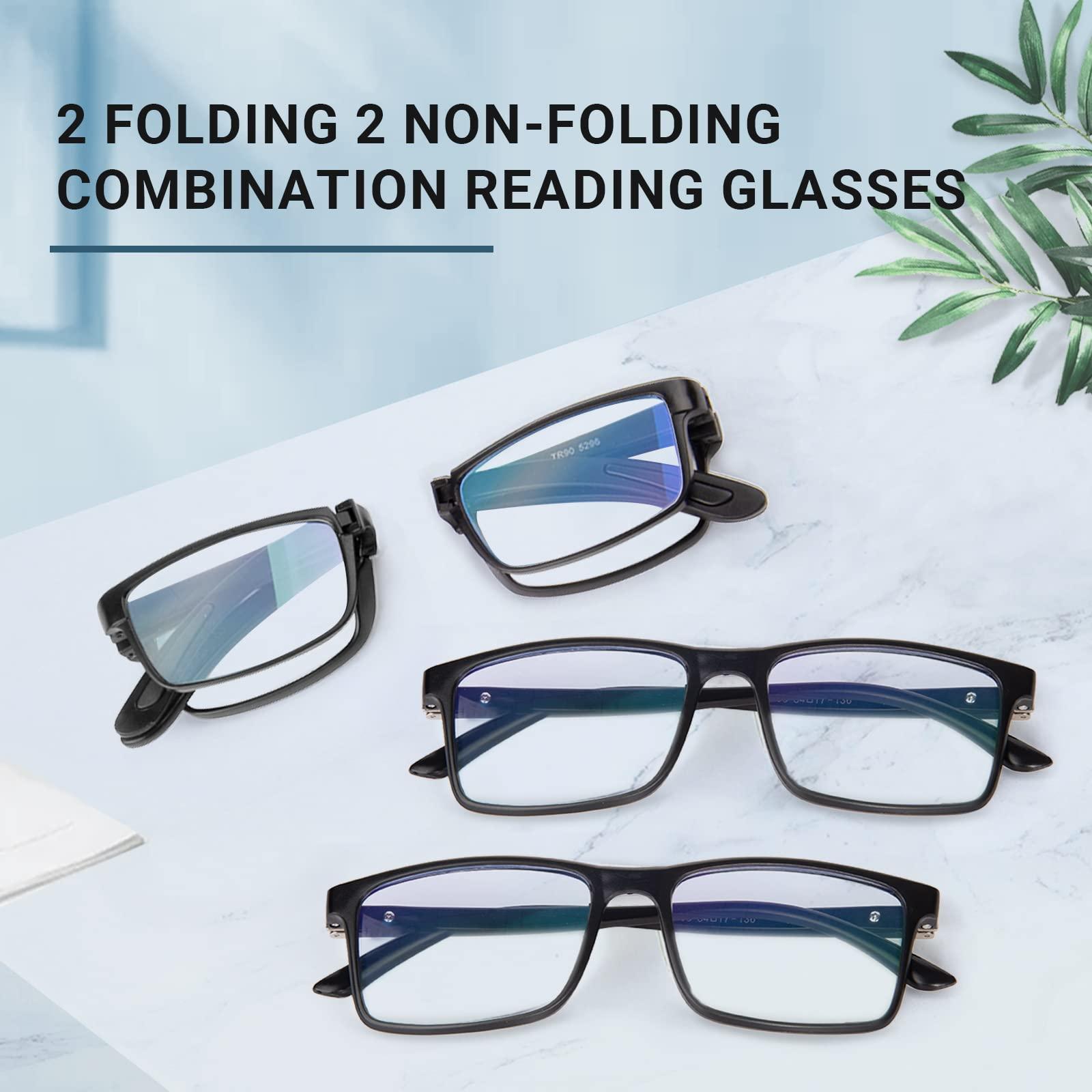 TERAISE 4-Pack Blue Light Blocking Reading Glasses Folden Mini Readers Glasses for Men and Women Lightweight Computer Reader Glasses Frame with Glasses Case (2.5X) 1