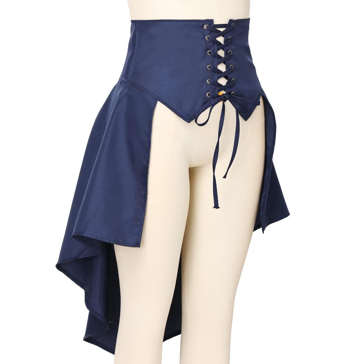 COSDREAMER Steampunk Women's Skirts Waist Belt for Women Ruffles Pirate Corset Costumes Blue 3