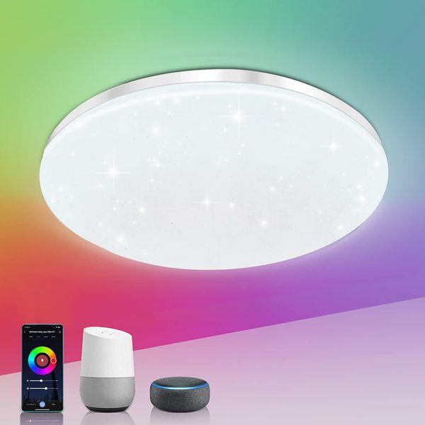 EXTRASTAR 20W LED WiFi Smart Ceiling Light, 2000lm WiFi Dimmable RGB Ceiling Light Voice Control Dimmable Multicolor Round Ceiling Lights Support for Alexa Google and Alexa 0