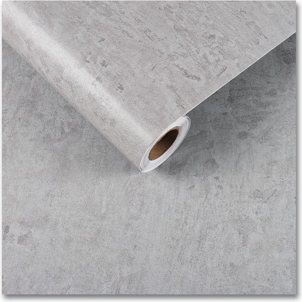 CRE8TIVE 60cm x 900cm Grey Cement Self Adhesive Wallpaper Industrial Style Concrete Sticky Back Plastic Furniture Film Living Room Bedroom Contact Paper Peel and Stick