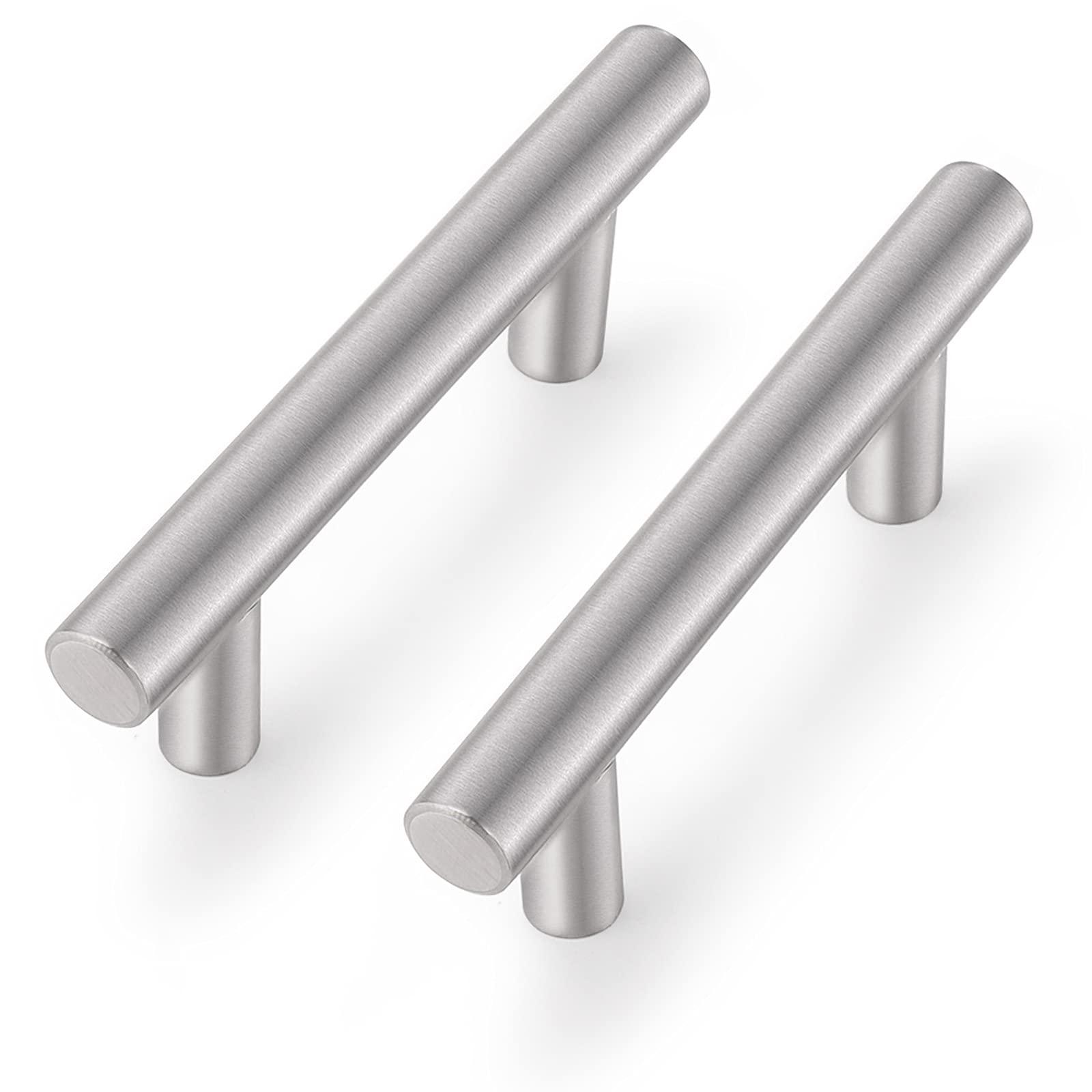 Probrico Modern Brushed Nickel Stainless Steel Single Hole Bedroom T Bar Handle Drawer Pulls Cupboard Knobs Cabinet Hardware (50mm/2" Long) 30 Pack