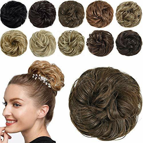 Yamel Messy Hair Bun Scrunchie Extensions Synthetic Updo Chignon Hairpiece for Women (Ash Brown) 0
