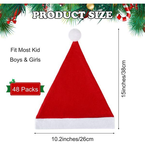 Shojoy 60 Pieces Christmas Santa Hats Bulk for Children 10.2x15 Inch Red Christmas Santa Hats Non-Woven Fabric Santa Hat 1