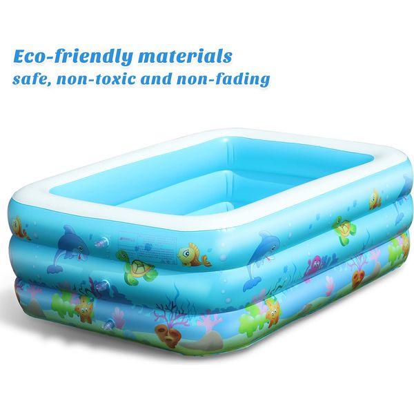 Ucradle Paddling Pool for Toddlers Kids,Rectangle Inflatable Swimming Pool for Kids,Baby Paddling Pool for Garden Backyard Outdoor,Easy to Inflate,150 cm x 106 cm x 48 cm 2