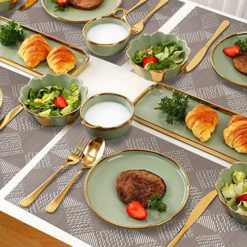 ASYOUWISH Placemats, Set of 6, Kitchen Table Mat, Non-slip and Washable, PVC Woven Place Mats for Restaurant, Home Dining, Outdoor Picnic etc 4