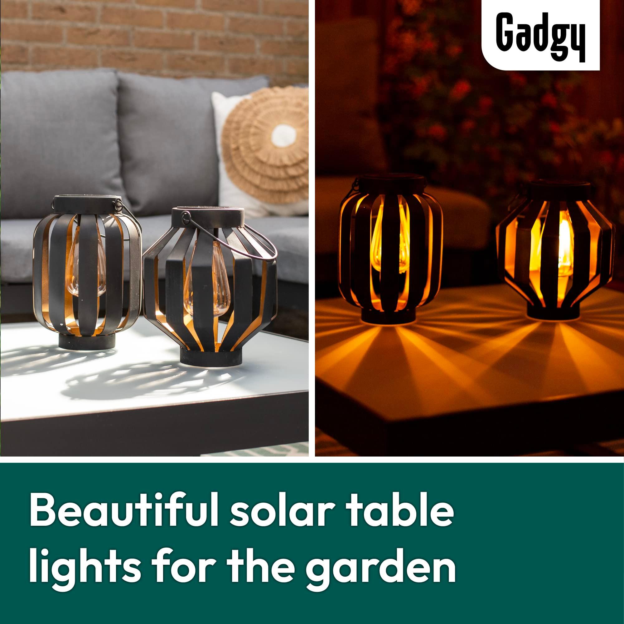 Gadgy Solar Lamps Outdoor Garden - Set of 2 Solar Lanterns Outdoor - Waterproof Solar Lights Garden Decoration - Solar Lanterns Balcony Lighting - Garden Lights Solar 3