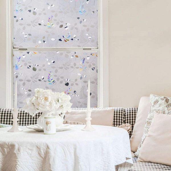 LEMON CLOUD 3D Static Cling Window Film Stained Non-Adhesive Privacy Glass Decorative Window Kitchen Office Bedroom Living Room Cobblestone Pattern 90x400cm 3