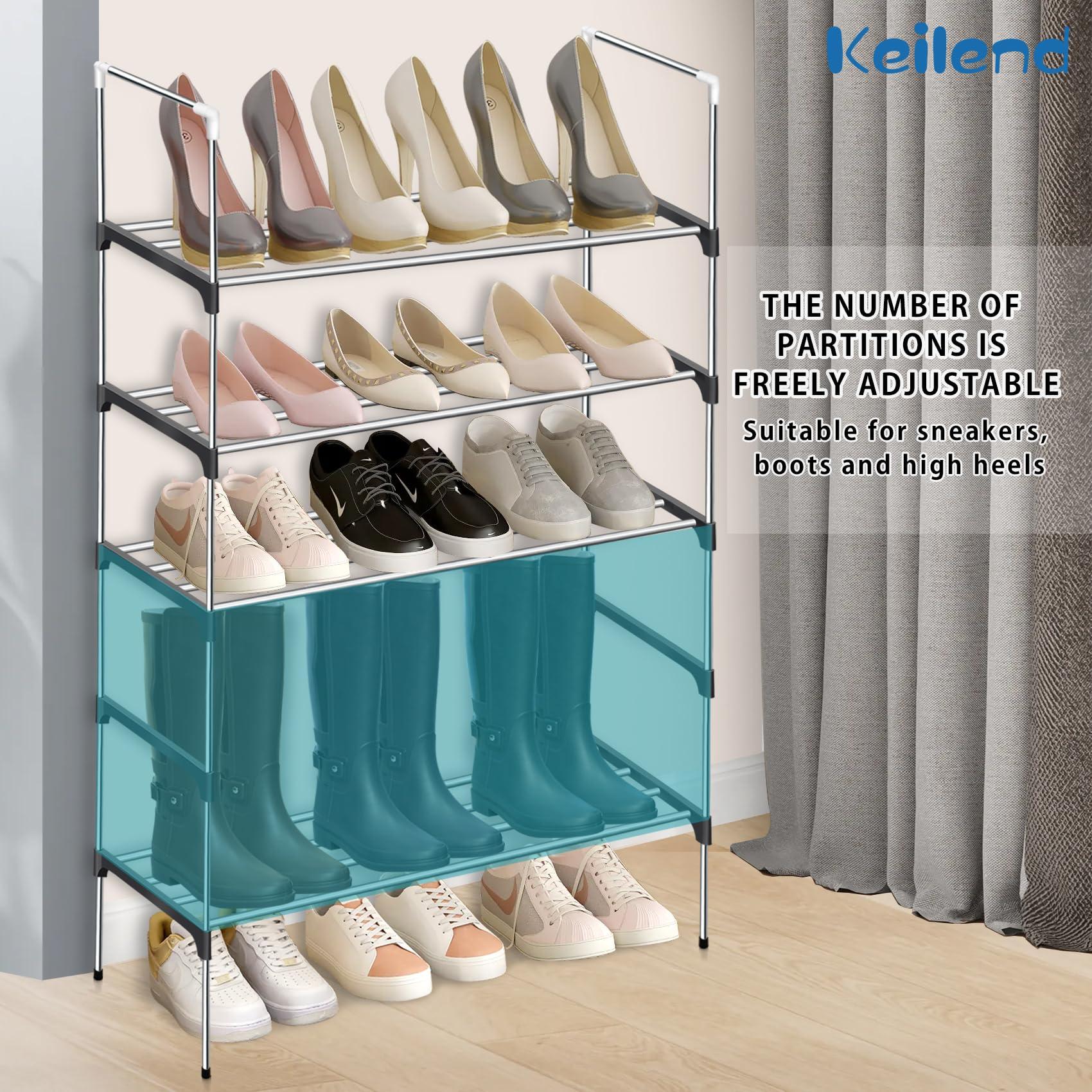 keilend 5 Tier Shoe Rack Organiser, Stackable Shoe Slots Rack Shoe Shelf Storage Organizer, Adjustable Shoe Stand for Entryway, Hallway, Bedroom Organisation, 22.83" L, 10.23" W, 40.15" H 2