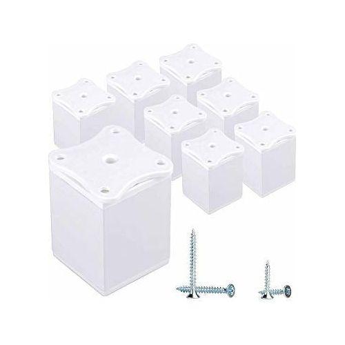 (Pack of 8 pcs) White Height Adjustable Furniture Legs Angular Profile: 40 x 40 mm, Materials: Plastic, Aluminium, Screws Included (8, 6 cm Height) 0