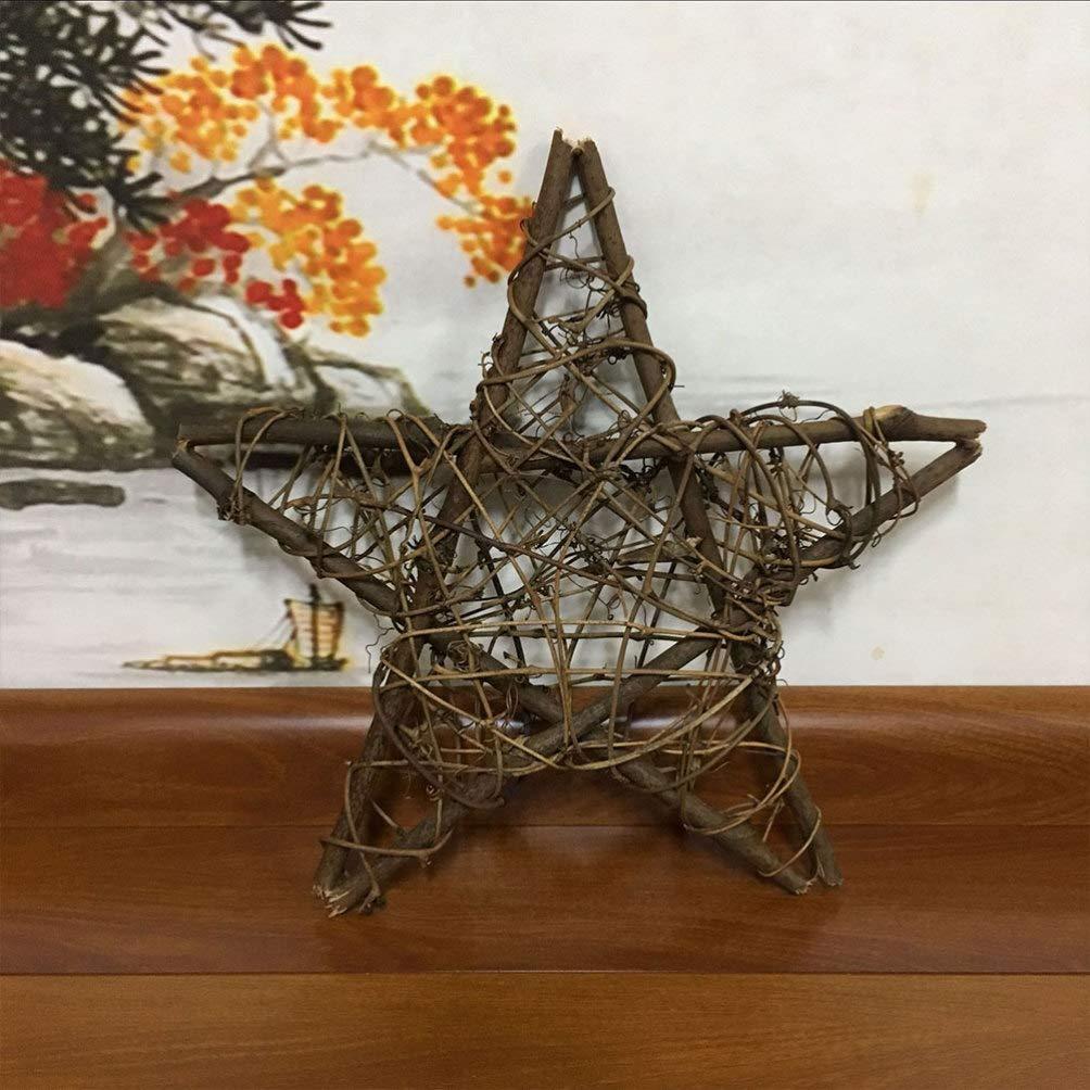 ABOOFAN Christmas Star Tree Topper 5Pcs 15cm Rattan Star Wreath DIY Craft Hanging Pentagram Shape Wreath Garland Frame Xmas Tree Ornaments for Wedding Autumn Holiday Shop Decor Grapevine Wreath 9