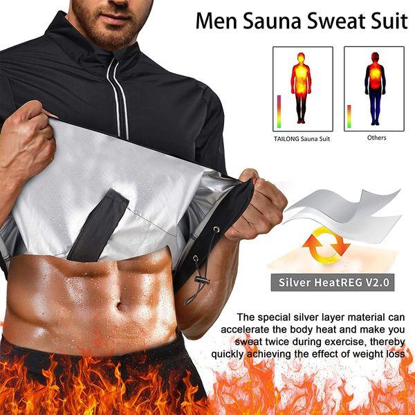 Bingrong Running Jacket Men Sweat Sauna Suit for Training Shorts Sleeve Men Tank Tops Gym Workout Sauna Shaper（Black，S 1