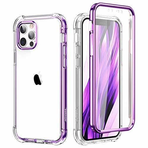 SURITCH Clear Case for iPhone 12 Pro Max 6.7"?Built in Screen Protector? 360 Full Body Hybrid Protection Hard Shell+Soft TPU Rubber Purple Bumper Rugged Case for iPhone 12 Pro Max 6.7 inch 0